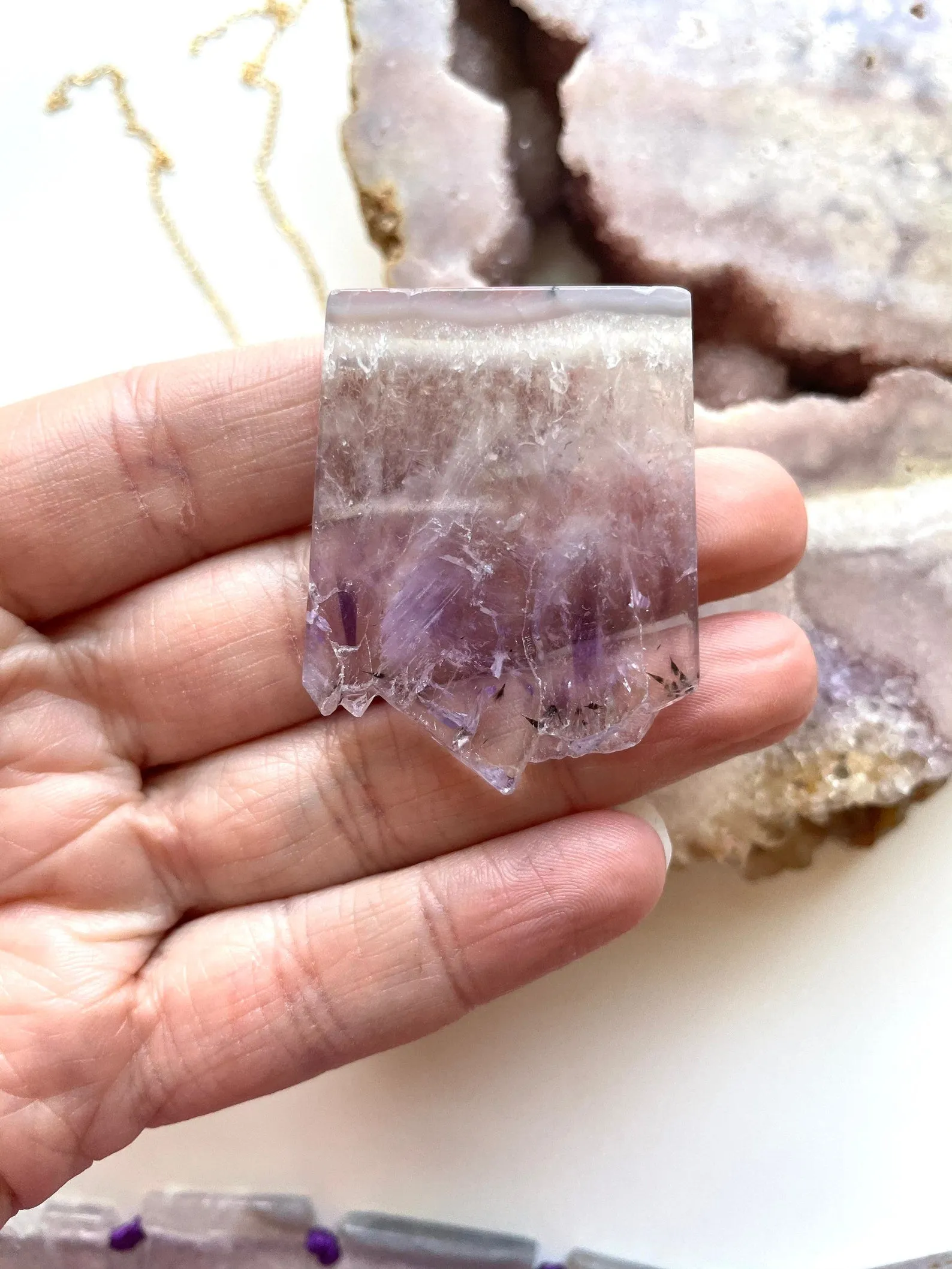 Raw Amethyst Slice Crystal Necklace