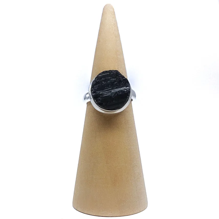 Raw Black Tourmaline Ring