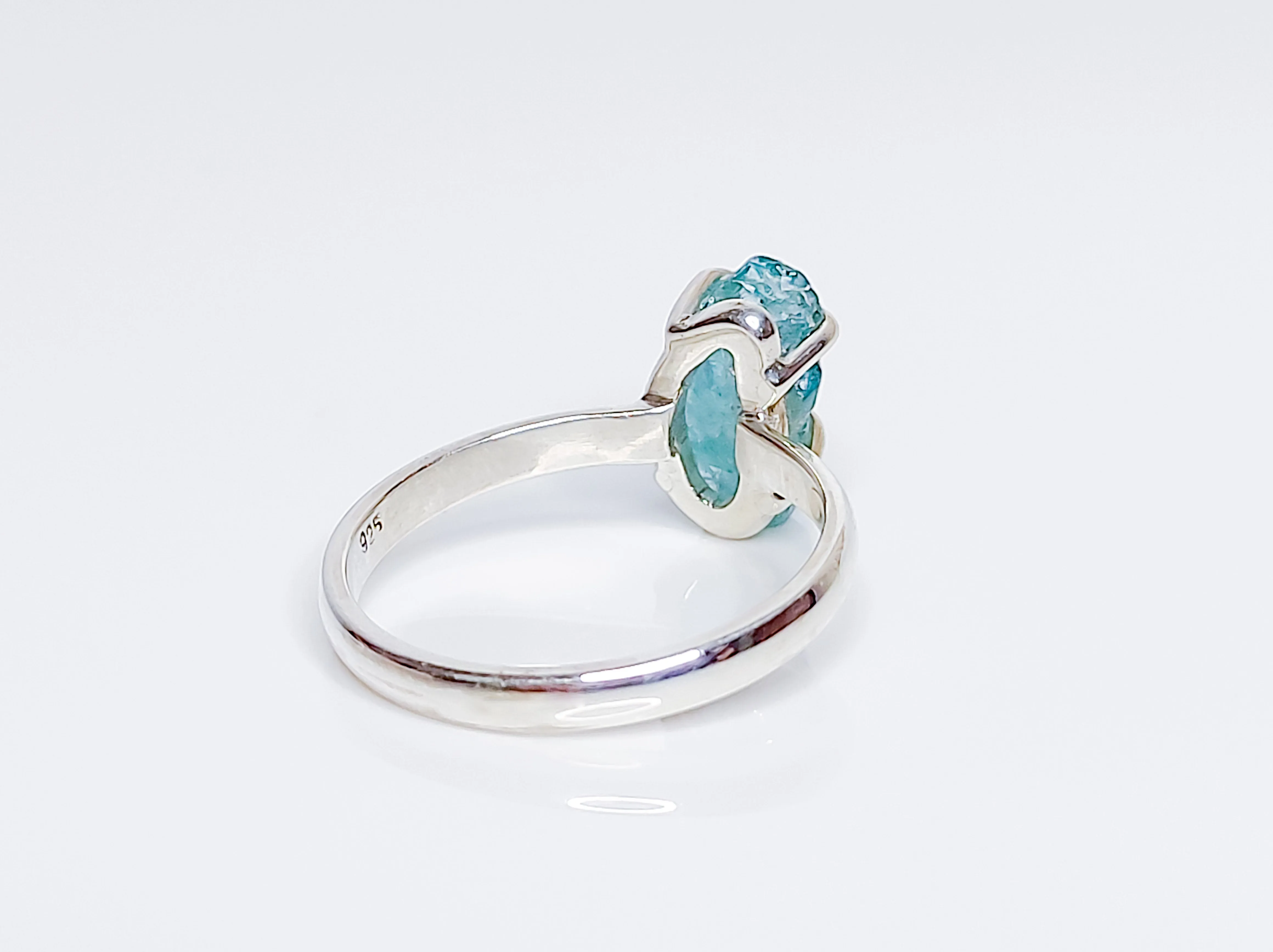 Raw Blue Apatite Crystal Birthstone Ring