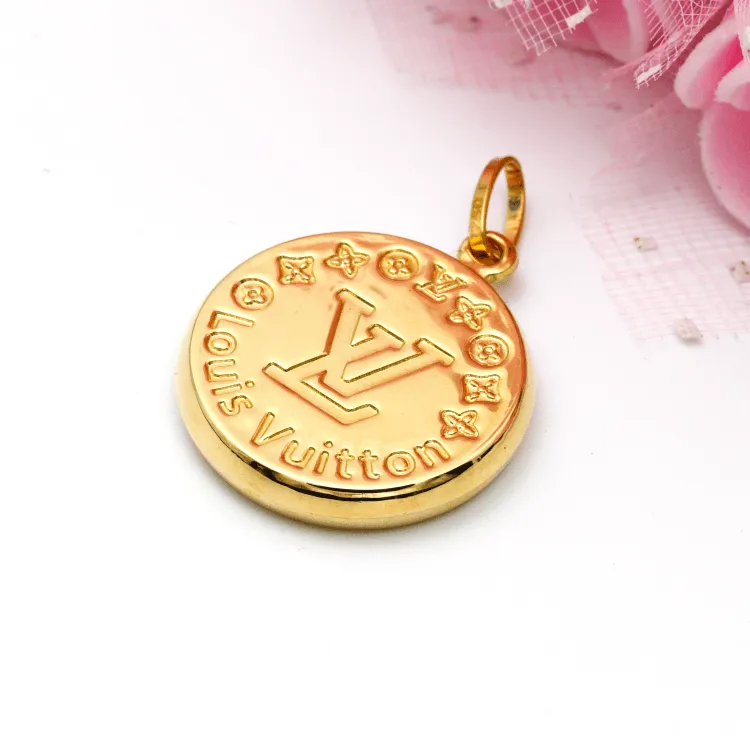 Real Gold GZLV Round Luxury 2 Side 3D Pendant 0500/1KU P 1818