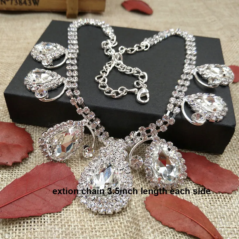 Rhinestone Crystal tiara wedding crown bridal 4 piece jewelry set