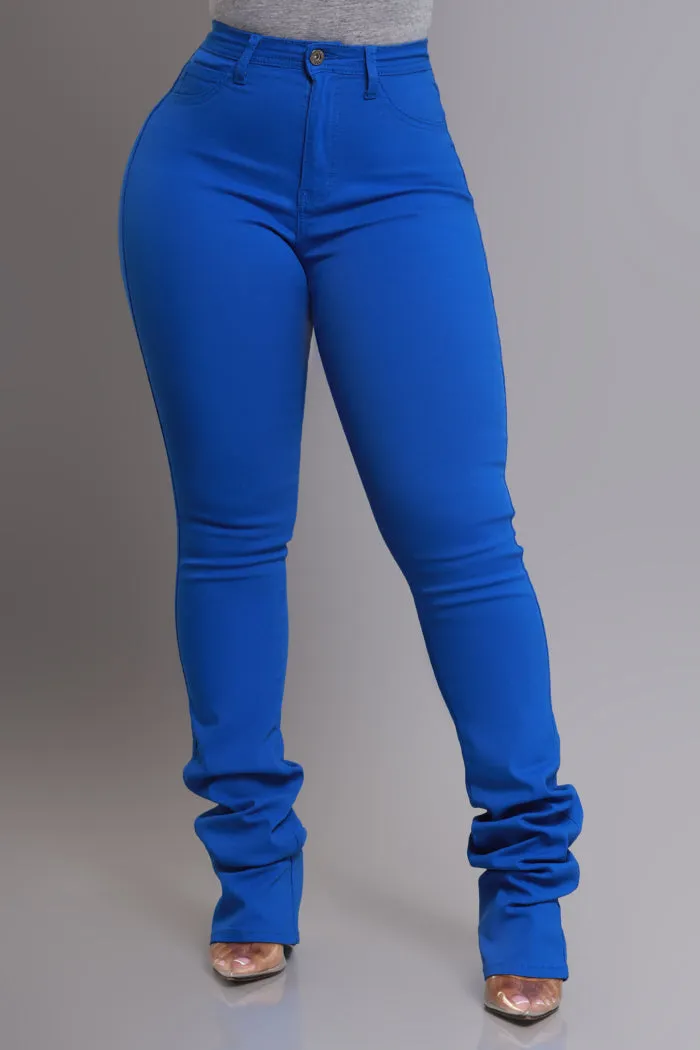 Right Call High Rise Stacked Flare Jeans - Royal Blue