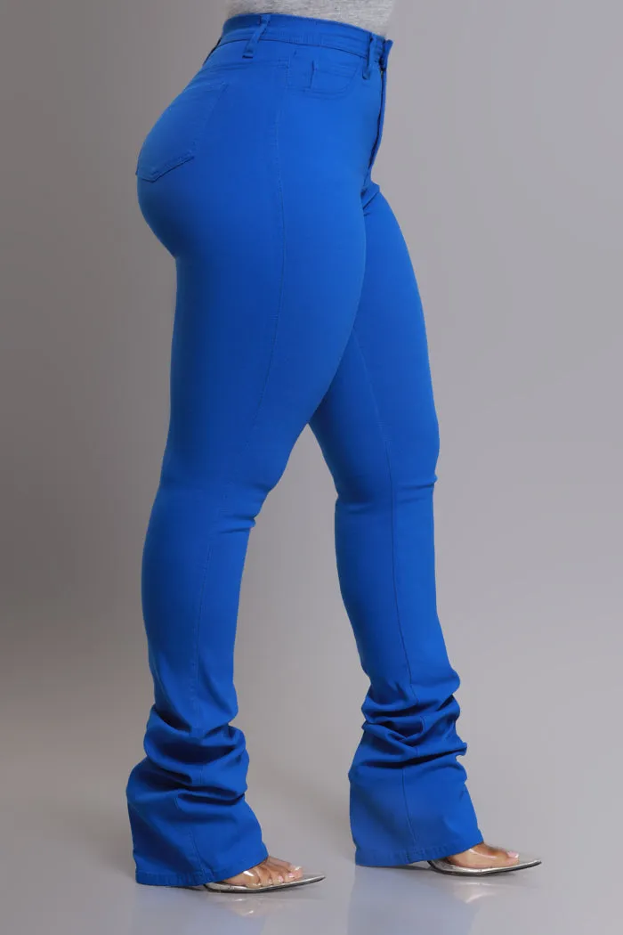 Right Call High Rise Stacked Flare Jeans - Royal Blue