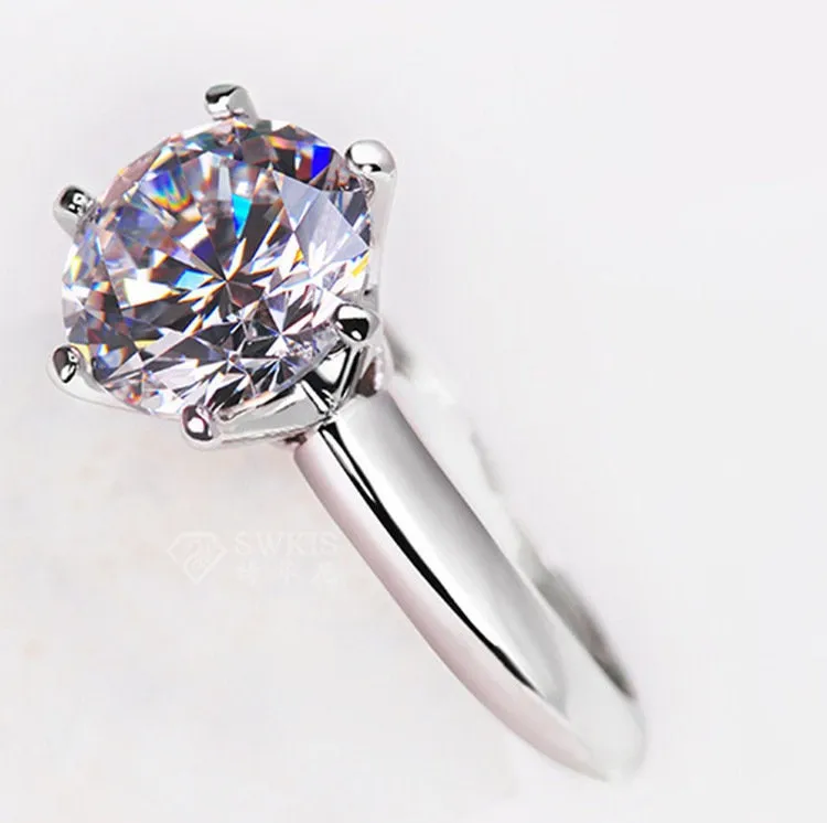 Ring Setting Blank 7mm 1pc 925 Sterling Silver CZ Semi Mount for 1 Round Shape Faceted Stone 6 Prongs Love Theme Wholesale Available