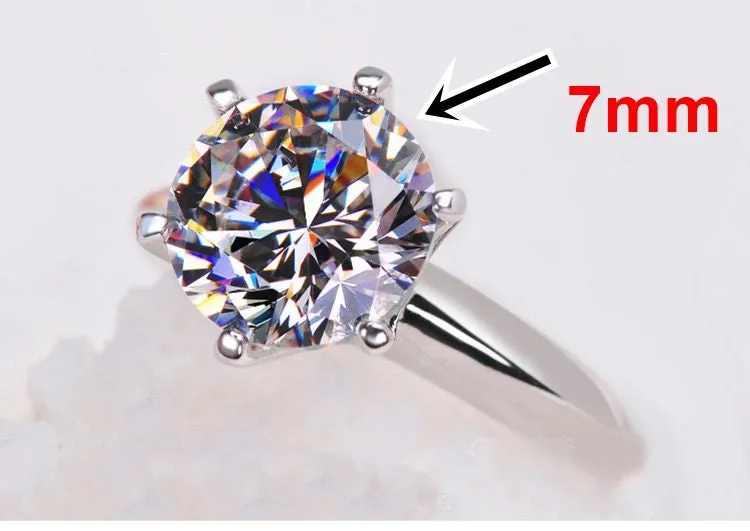 Ring Setting Blank 7mm 1pc 925 Sterling Silver CZ Semi Mount for 1 Round Shape Faceted Stone 6 Prongs Love Theme Wholesale Available