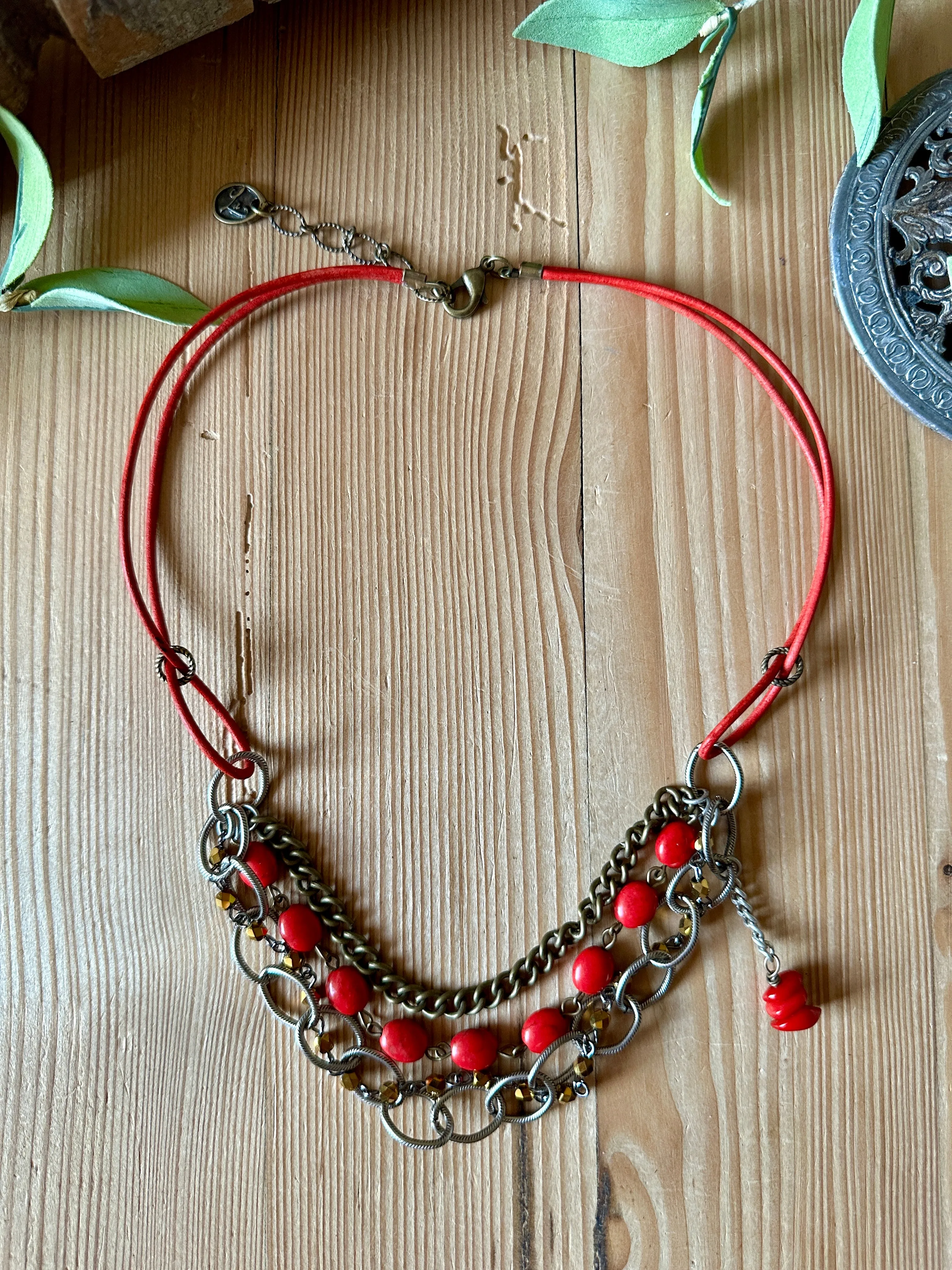 Rockin Red Triple Short Necklace