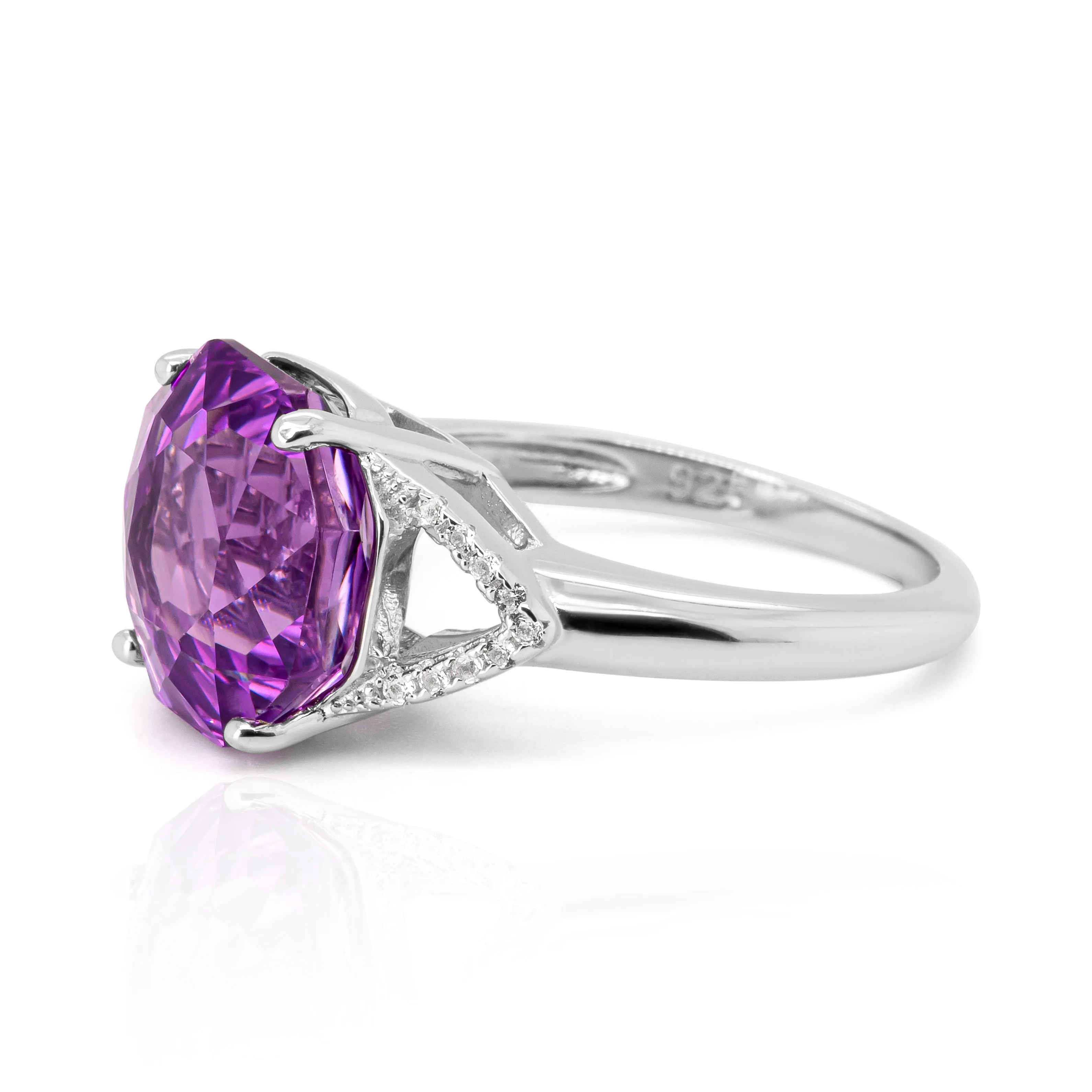 Rosa Concave Amethyst Ring in Sterling Silver