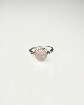 Rose Quartz Ring, .925 Sterling Silver Natural Gemstone Round Waterproof Everyday Love Ring