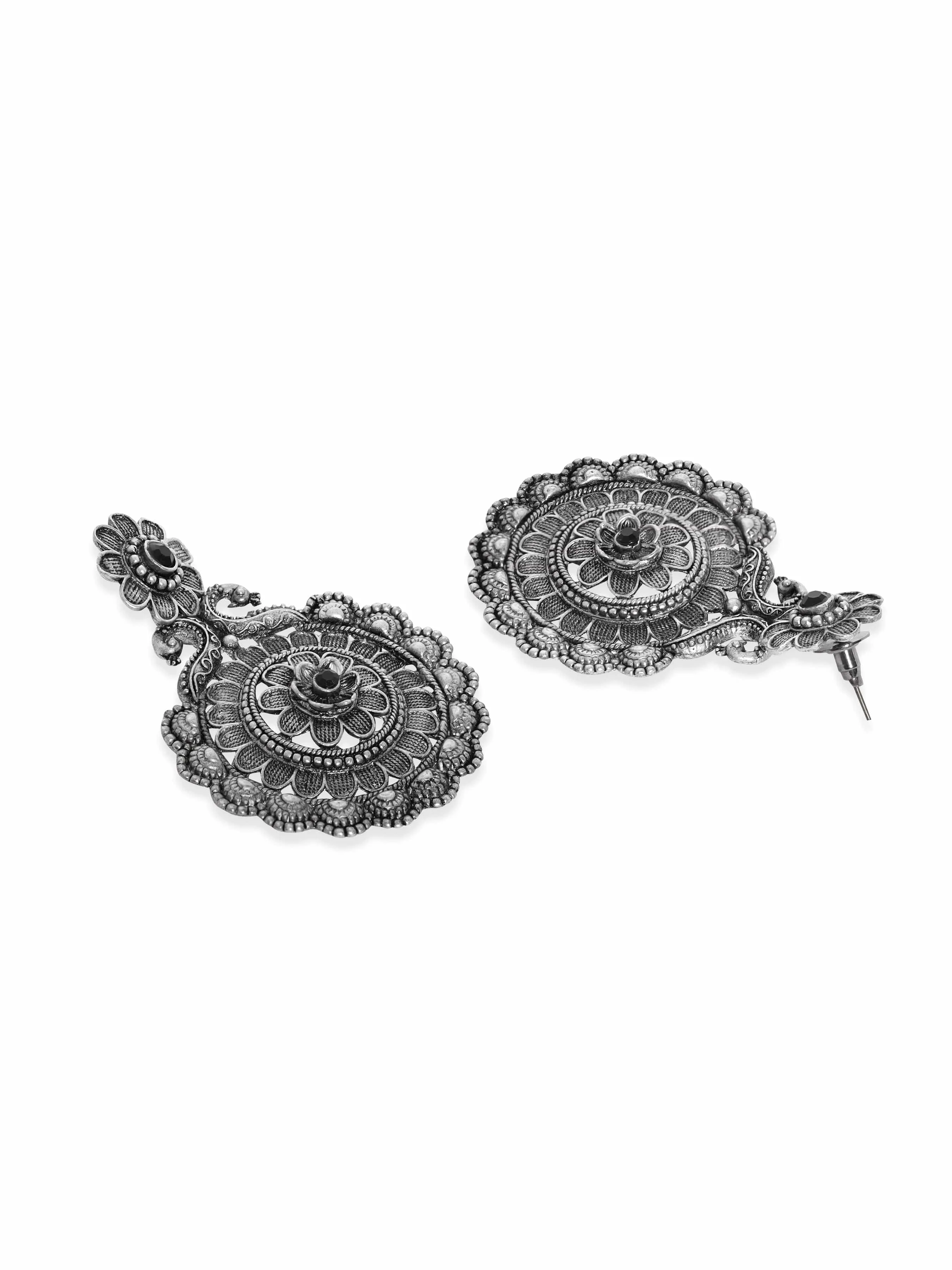 Rubans Oxidized Chandelier Earrings