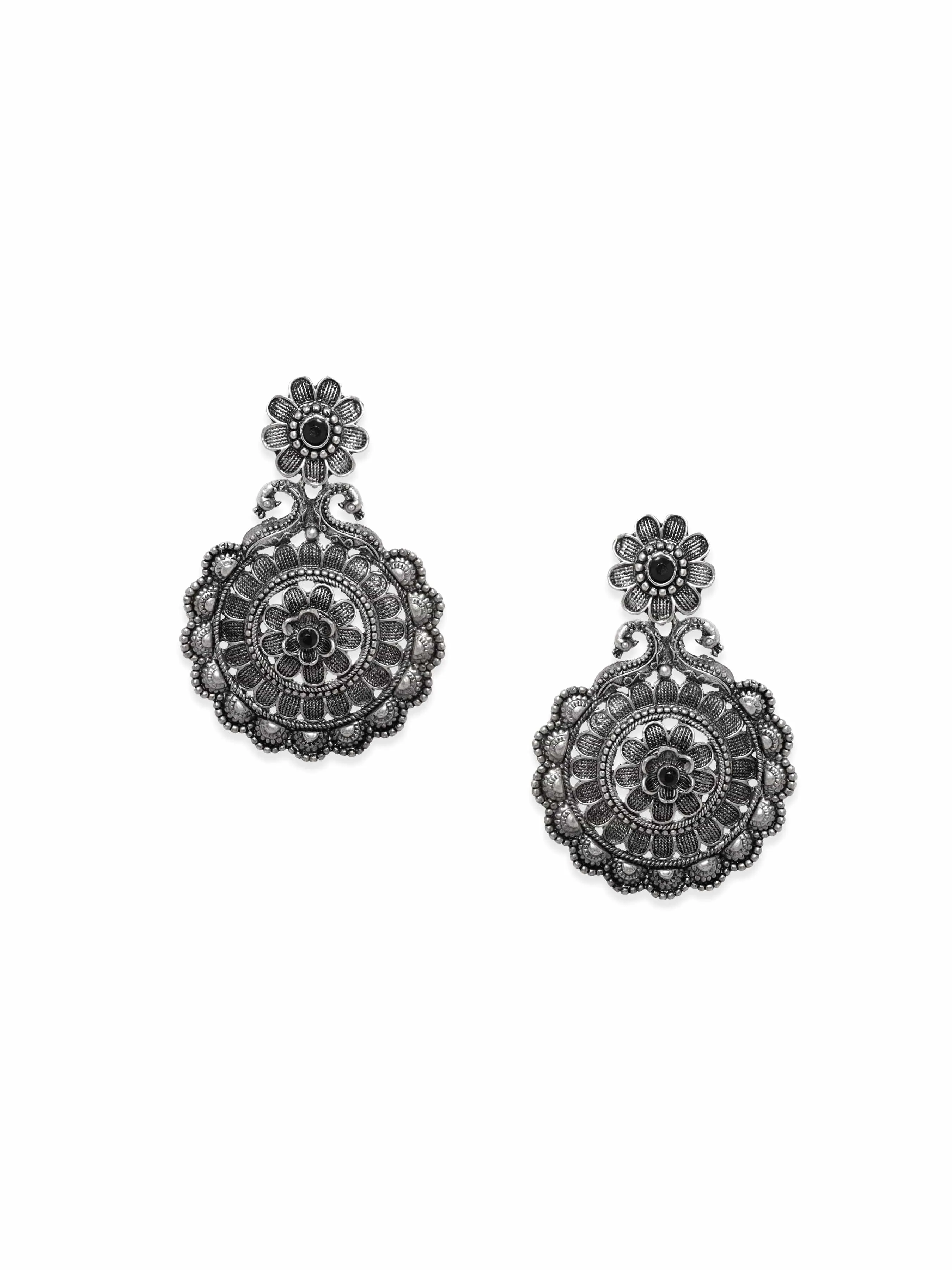 Rubans Oxidized Chandelier Earrings