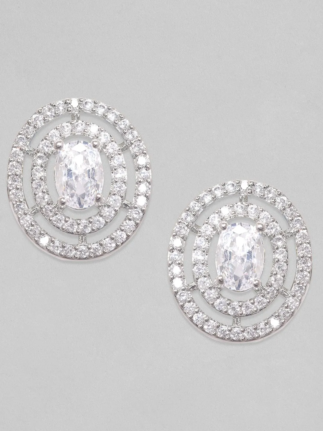 Rubans Silver-Toned Circular Studs Earrings