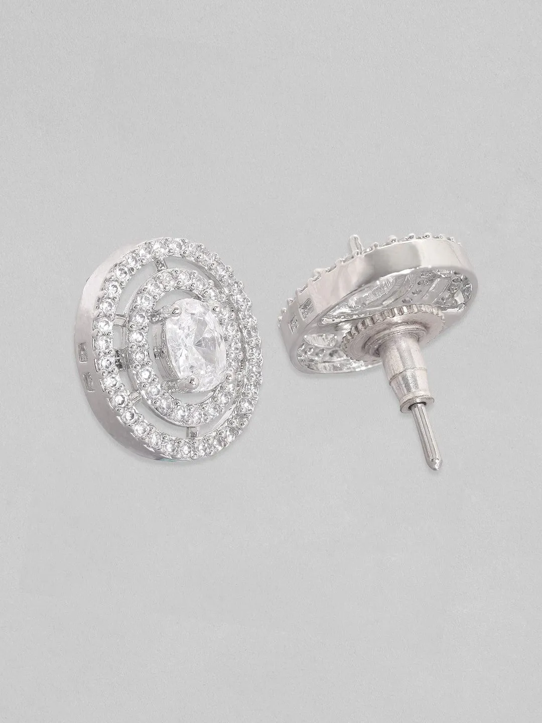 Rubans Silver-Toned Circular Studs Earrings