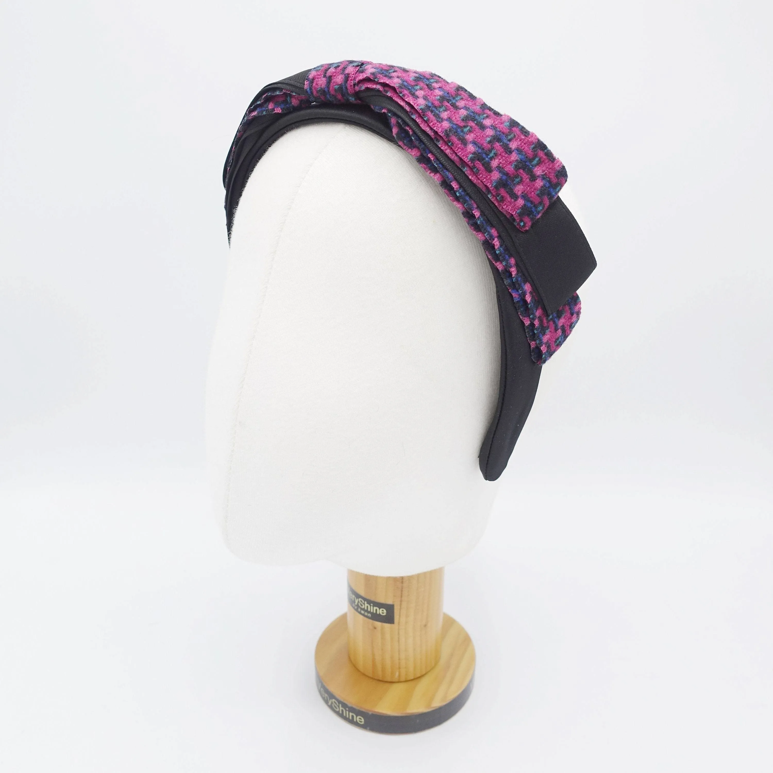 satin bow headband houndstooth hairband for women