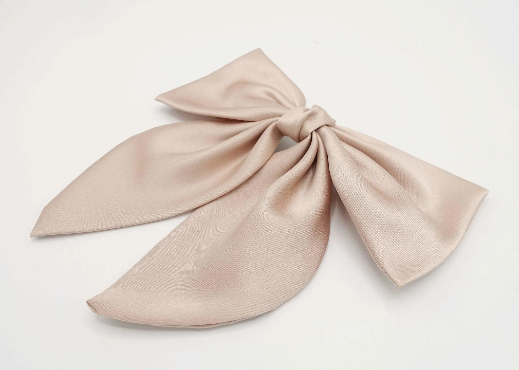 satin hair bow regular size pointed tail glossy hair accessory for women