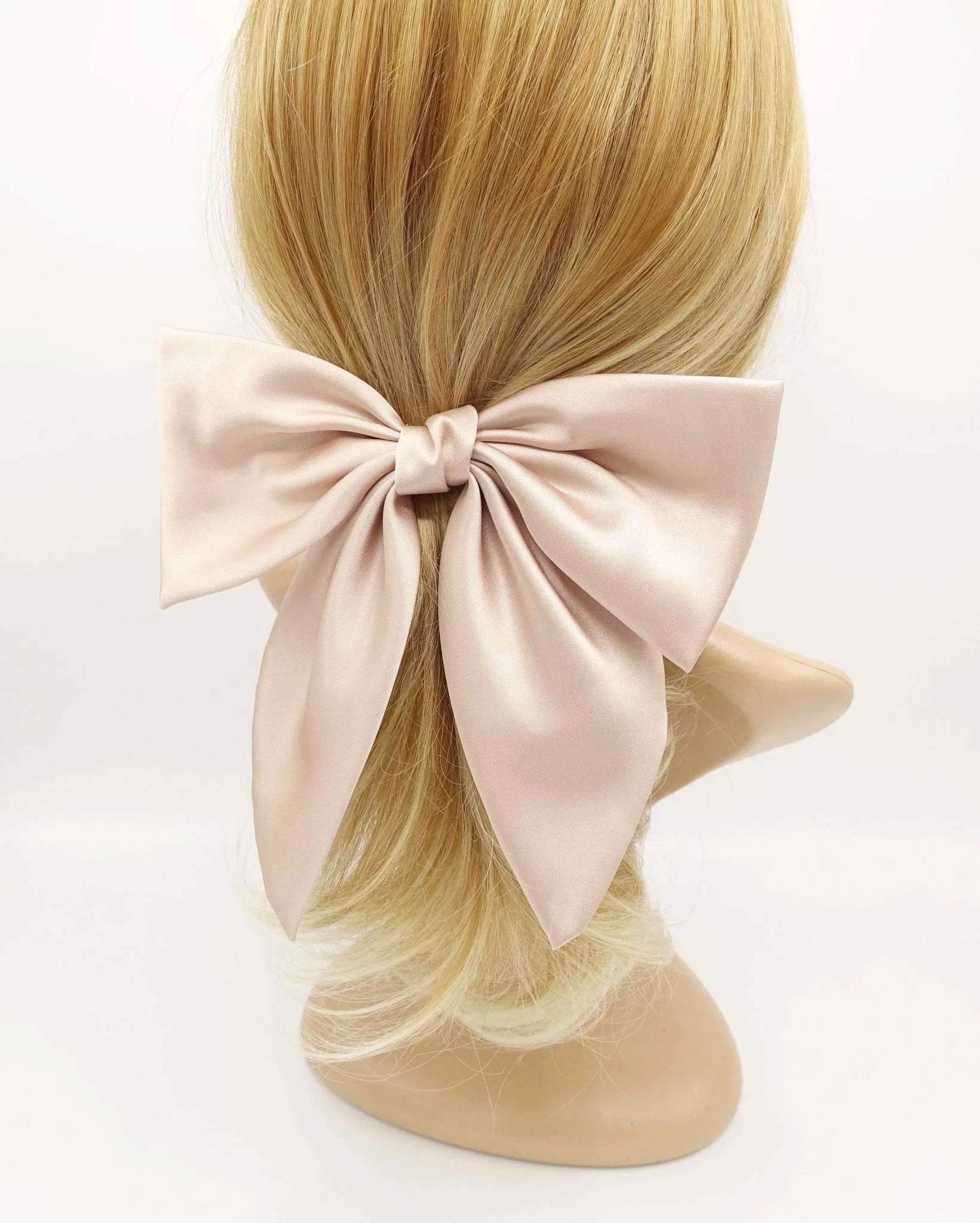 satin hair bow regular size pointed tail glossy hair accessory for women