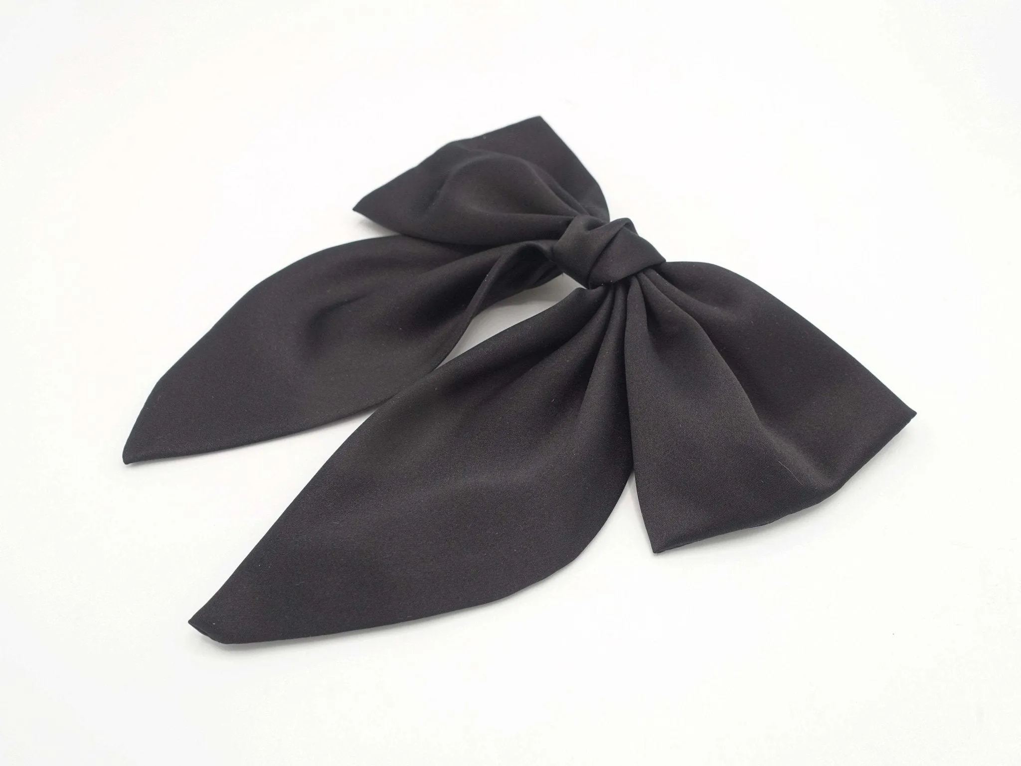 satin hair bow regular size pointed tail glossy hair accessory for women