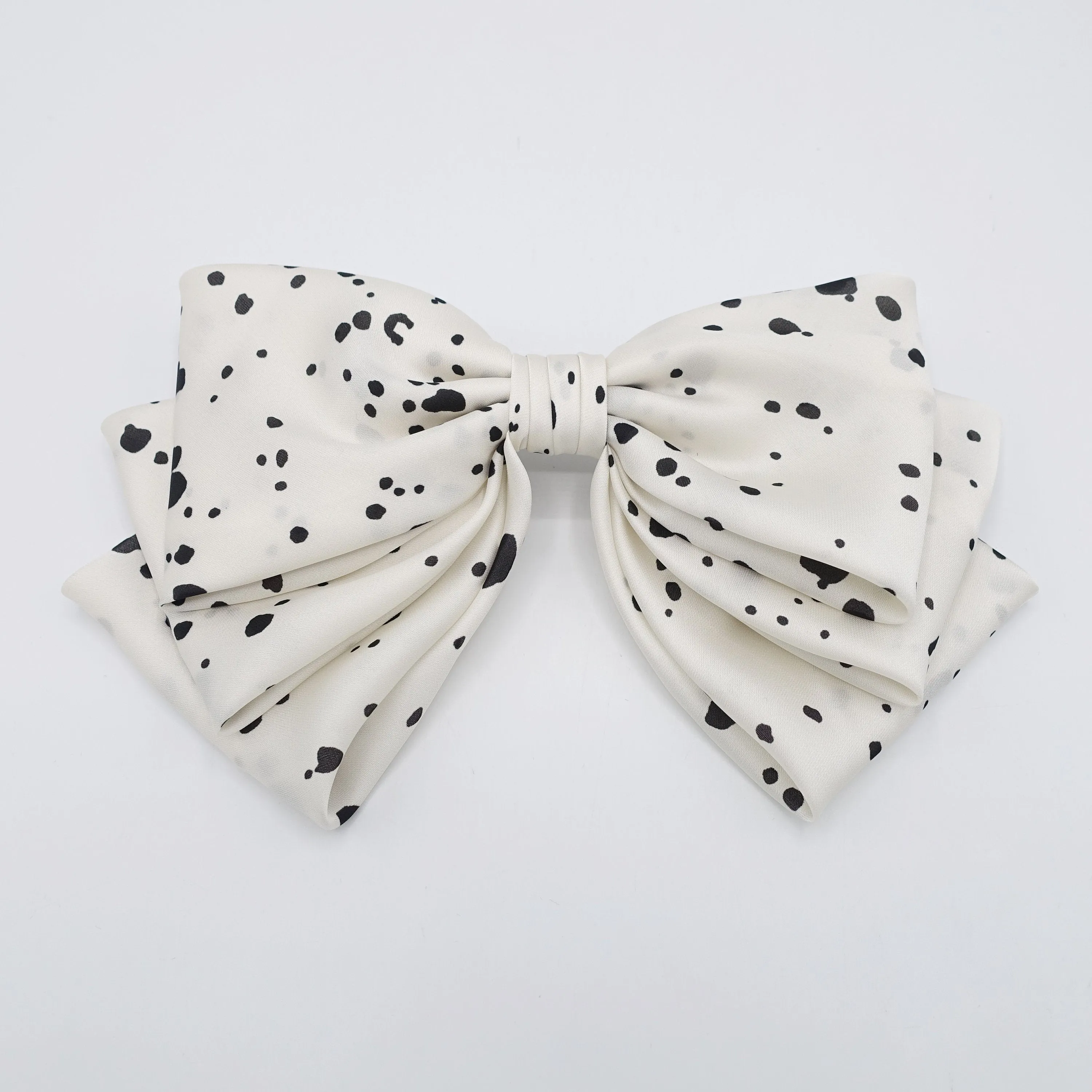 satin ink dot pattern hair bow