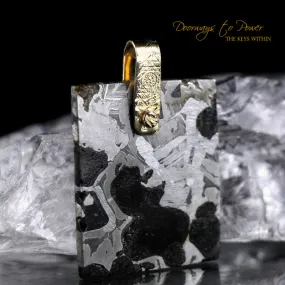 Seymchan Pallasite Meteorite Light Language Pendant 14k