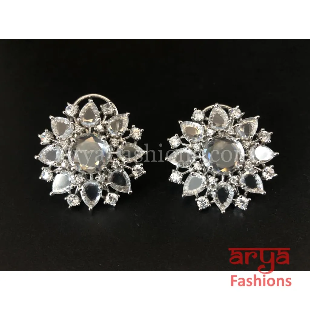 Silver Cubic Zirconia Round Studs