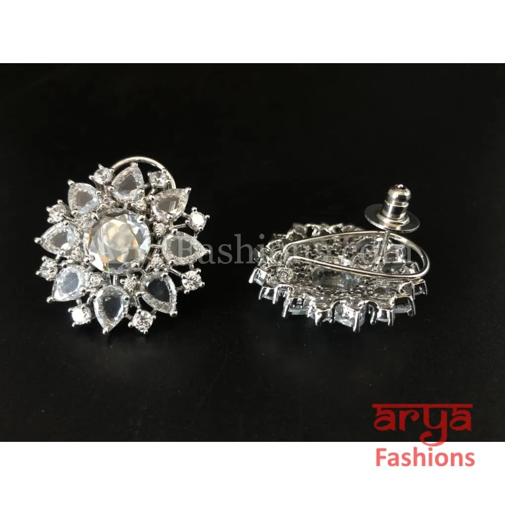 Silver Cubic Zirconia Round Studs