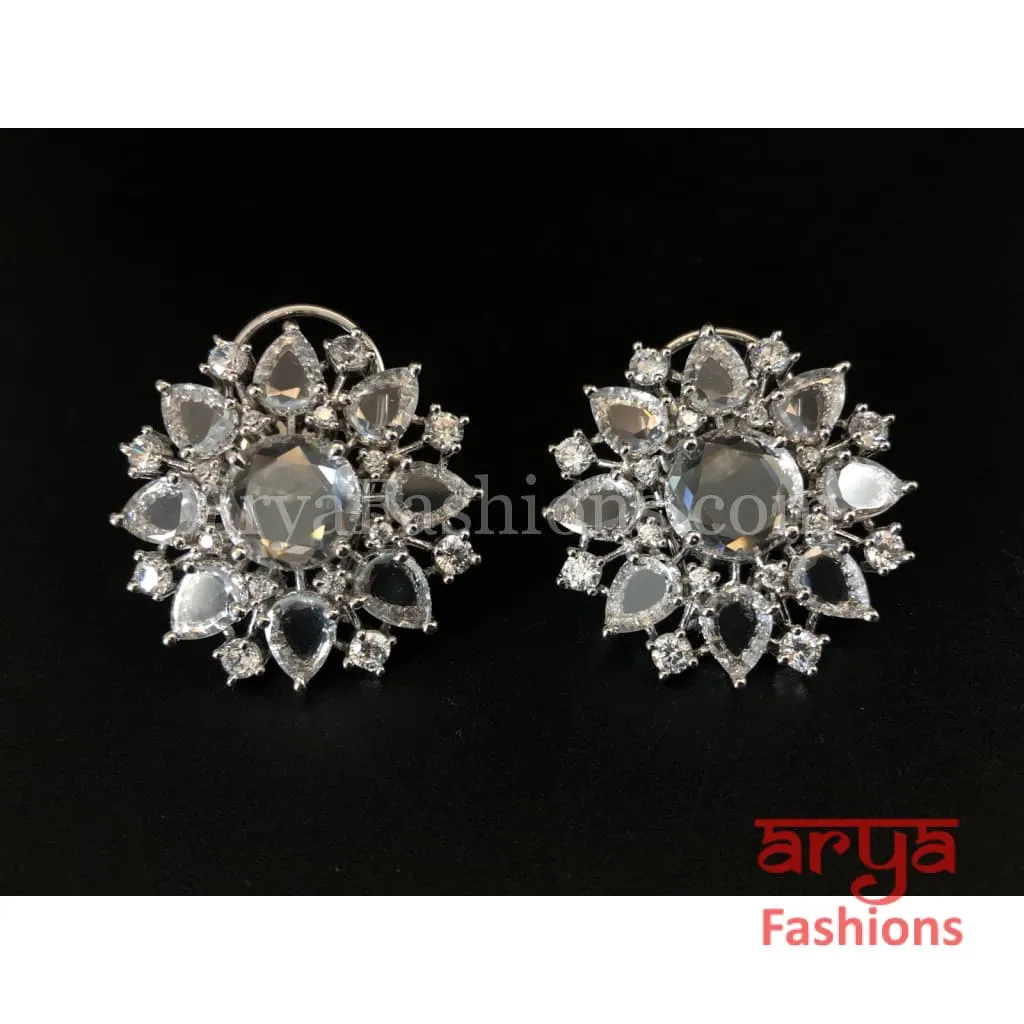 Silver Cubic Zirconia Round Studs