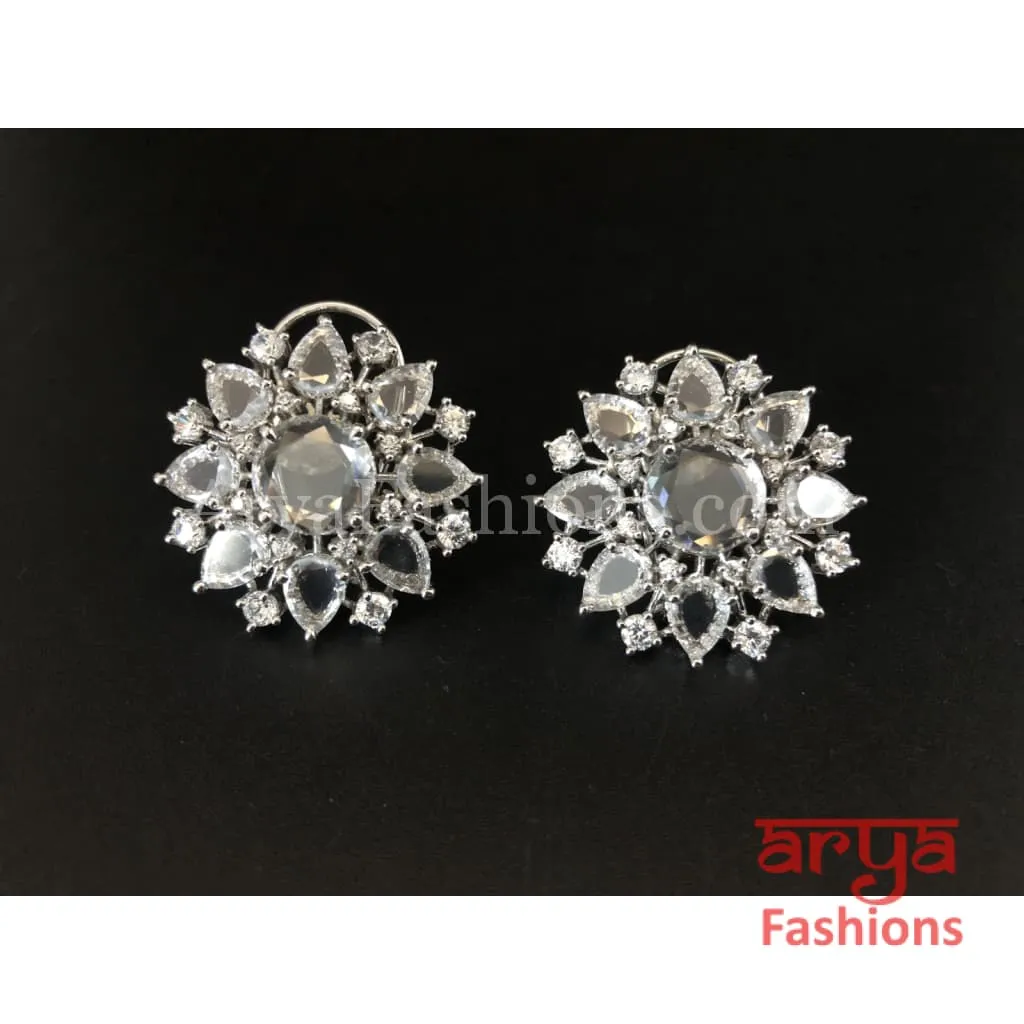 Silver Cubic Zirconia Round Studs