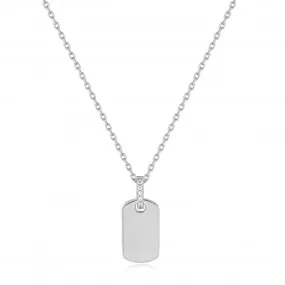 Silver Glam Tag Pendant Necklace N037-02H