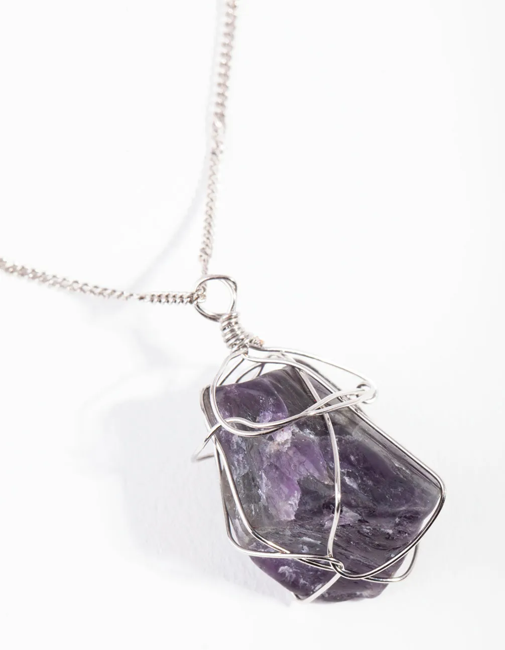 Silver Wire Wrapped Amethyst Necklace