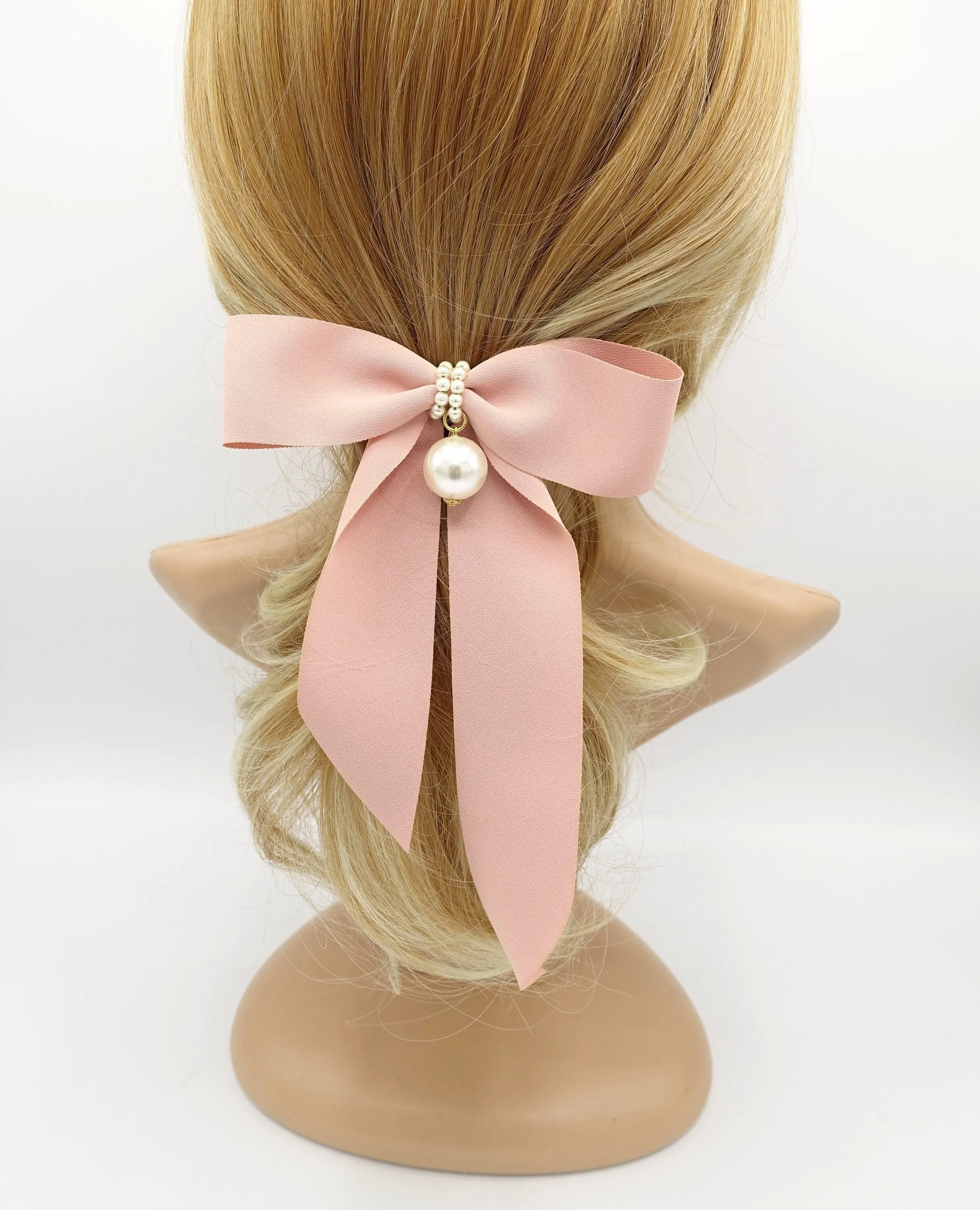 simple chiffon hair bow with tail women hair accessory