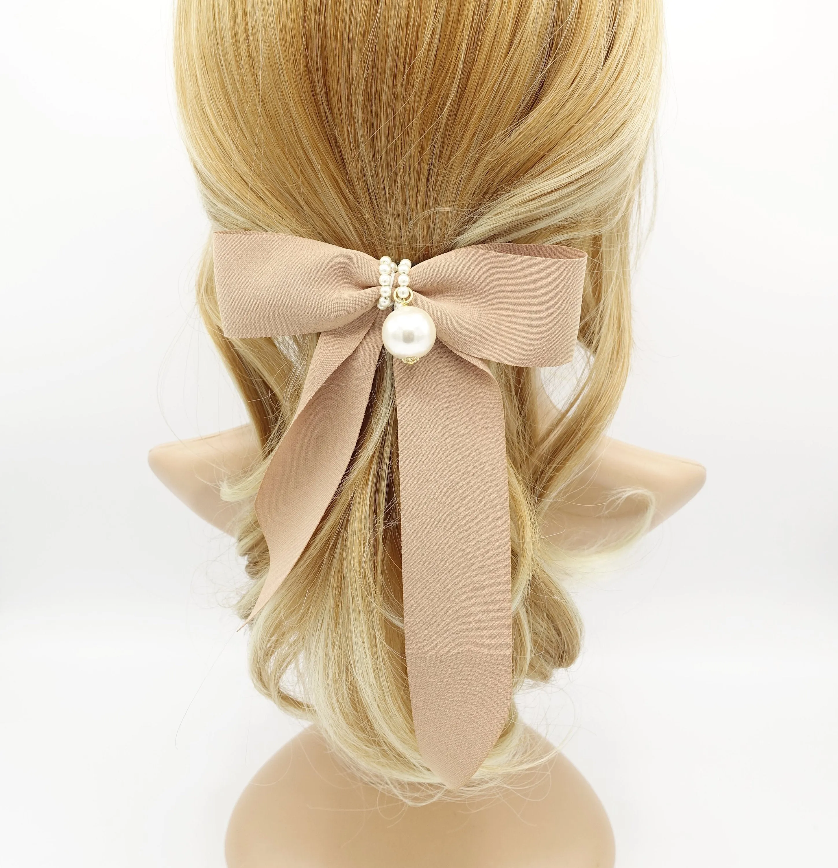 simple chiffon hair bow with tail women hair accessory