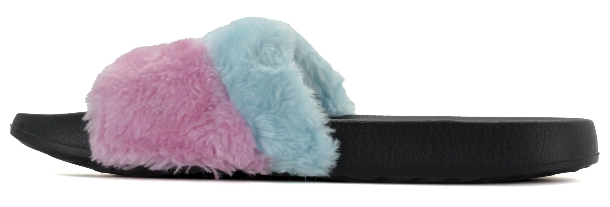 SKECHERS Womens' Furry Slippers Open Toe Indoor Outdoor House Casual Flat Slides