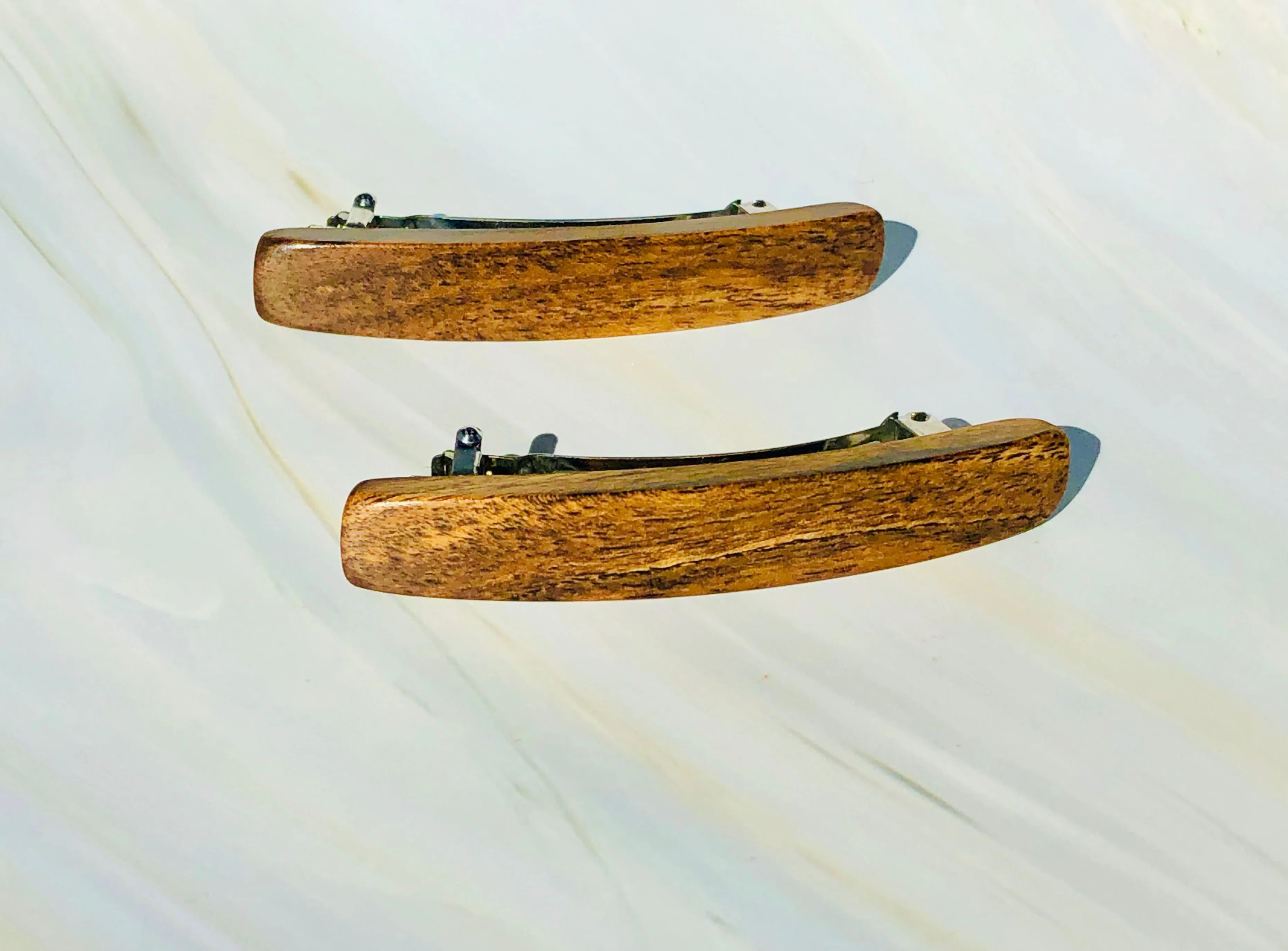 Small Bocote wooden barrettes hair clips for fine hair