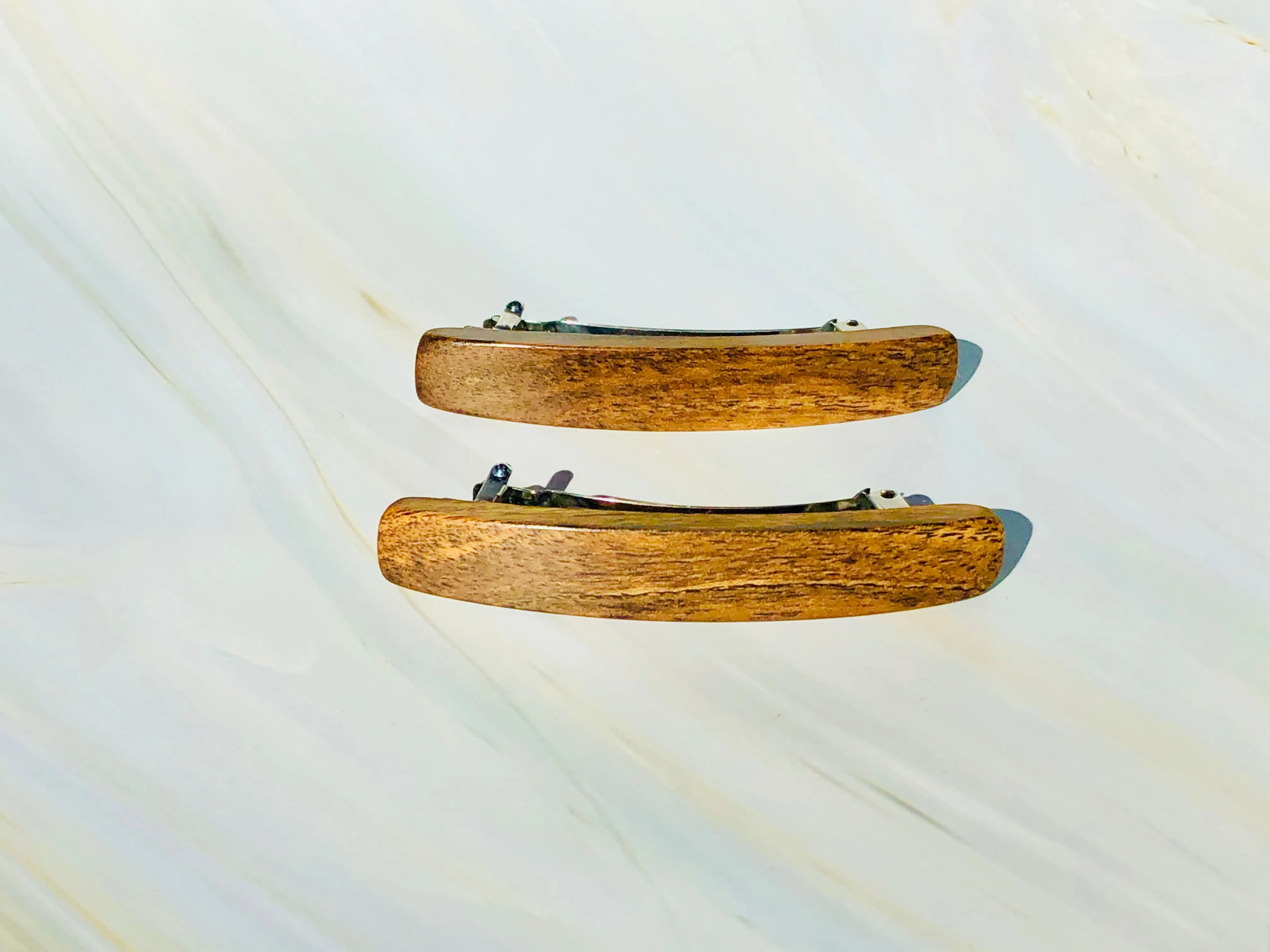 Small Bocote wooden barrettes hair clips for fine hair