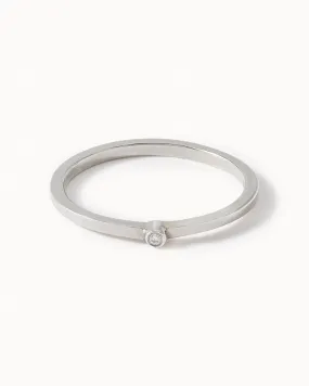 Solid White Gold Tiny Spotlight Diamond Ring