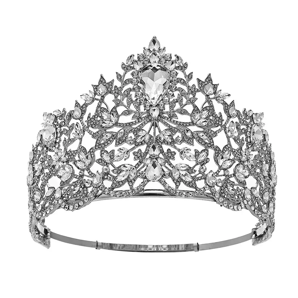 Sparkly European Crown Tiara Hair Jewelry Crystal Rhinestone Accessory