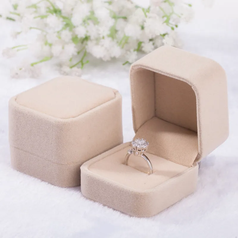 Square Velvet Wedding Ring Boxes - More Colors Available