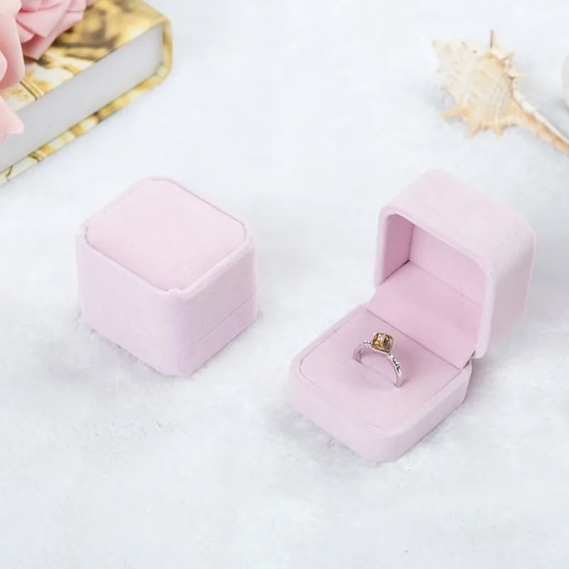 Square Velvet Wedding Ring Boxes - More Colors Available