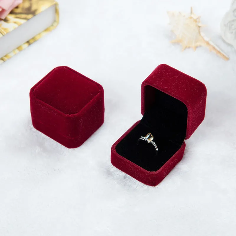 Square Velvet Wedding Ring Boxes - More Colors Available