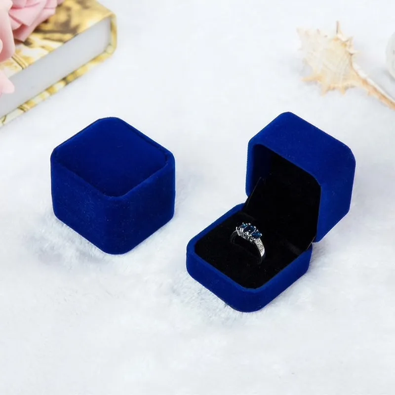 Square Velvet Wedding Ring Boxes - More Colors Available