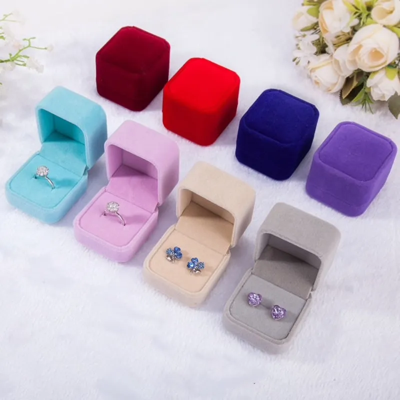 Square Velvet Wedding Ring Boxes - More Colors Available