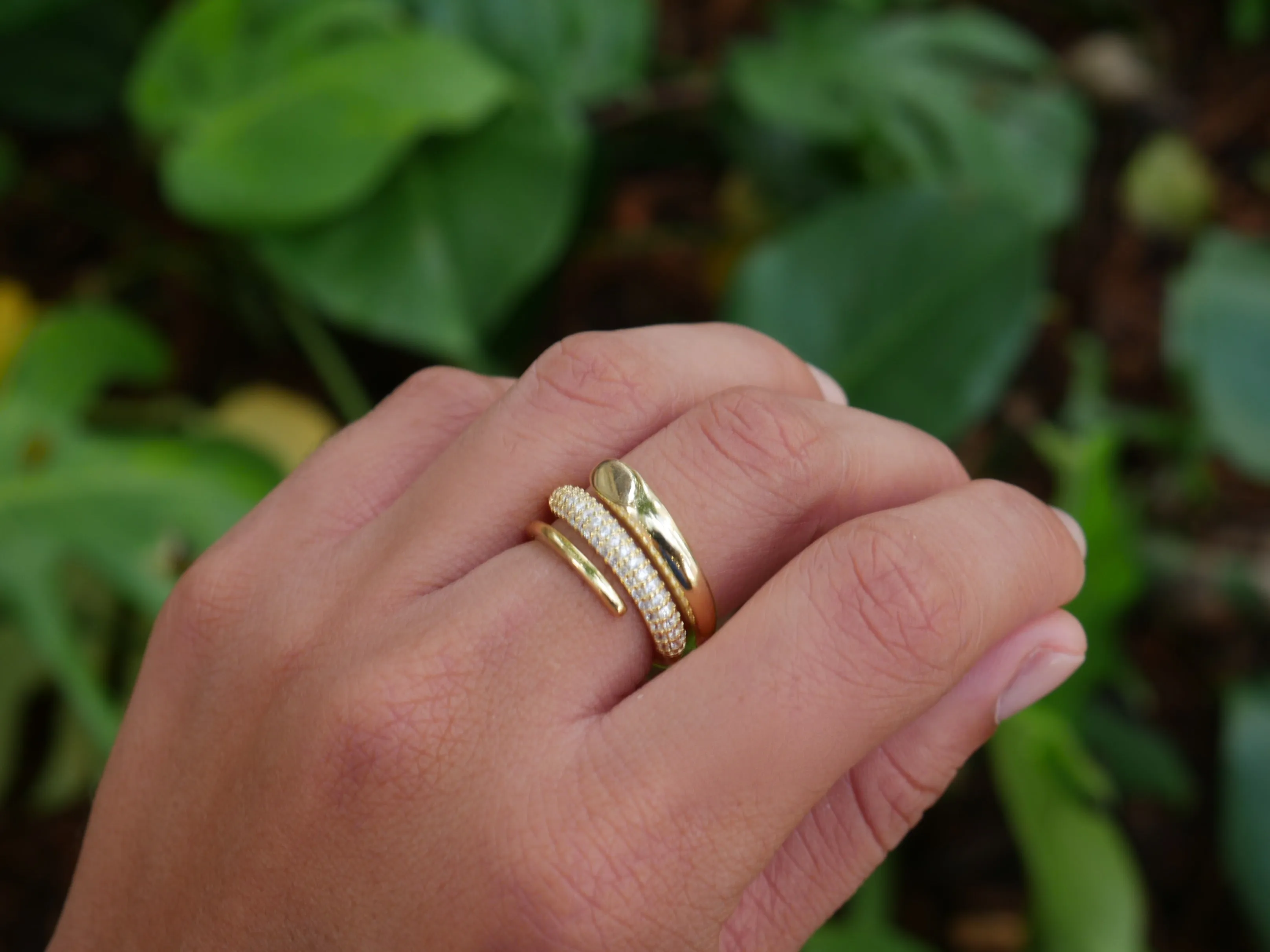 Statement Swirl Stacked Ring, Pave Zircon  .925 Sterling Silver Statement Ring