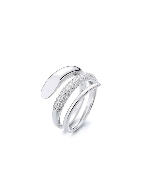 Statement Swirl Stacked Ring, Pave Zircon  .925 Sterling Silver Statement Ring