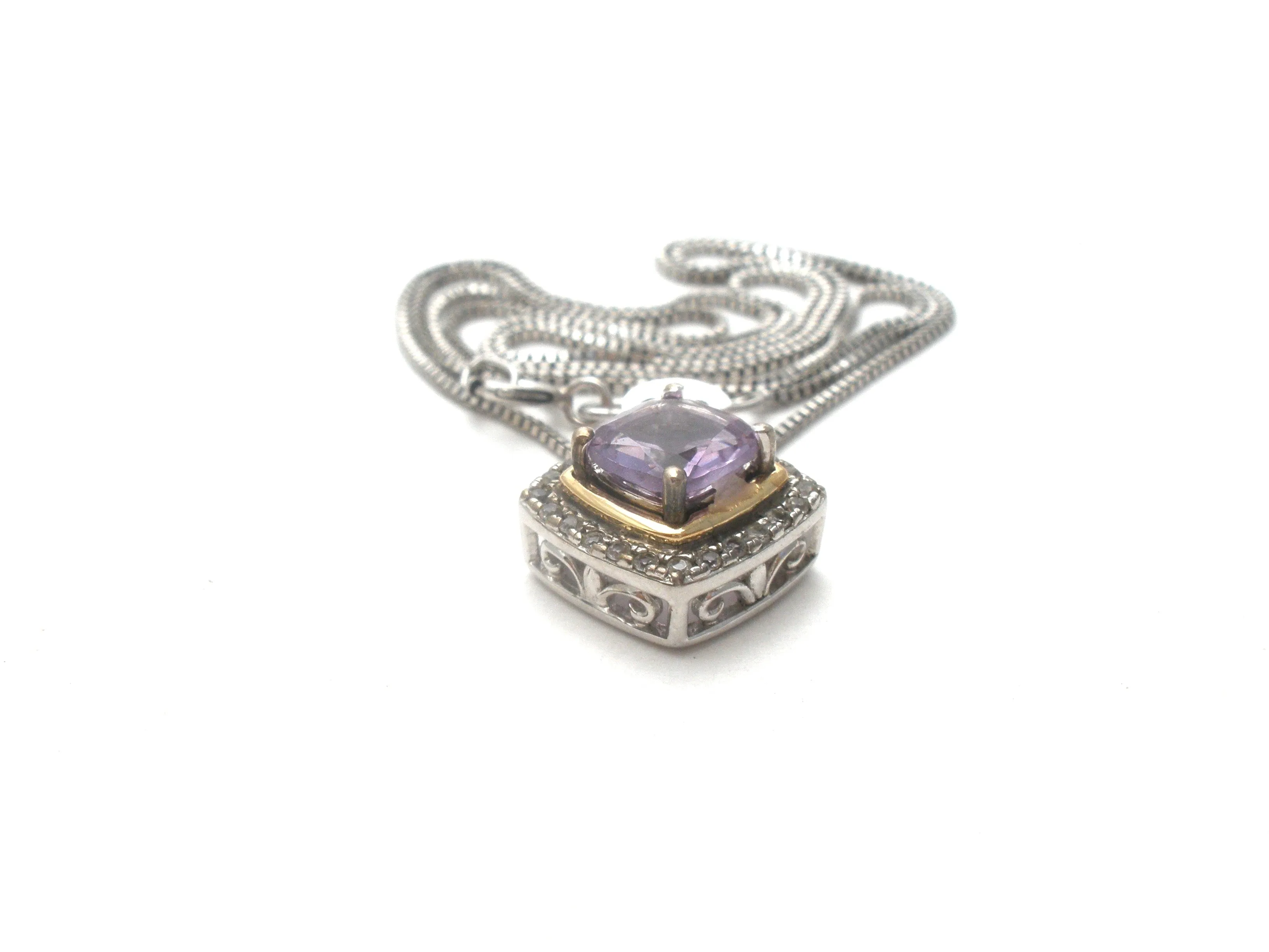 Sterling Silver 10K Gold Amethyst Necklace