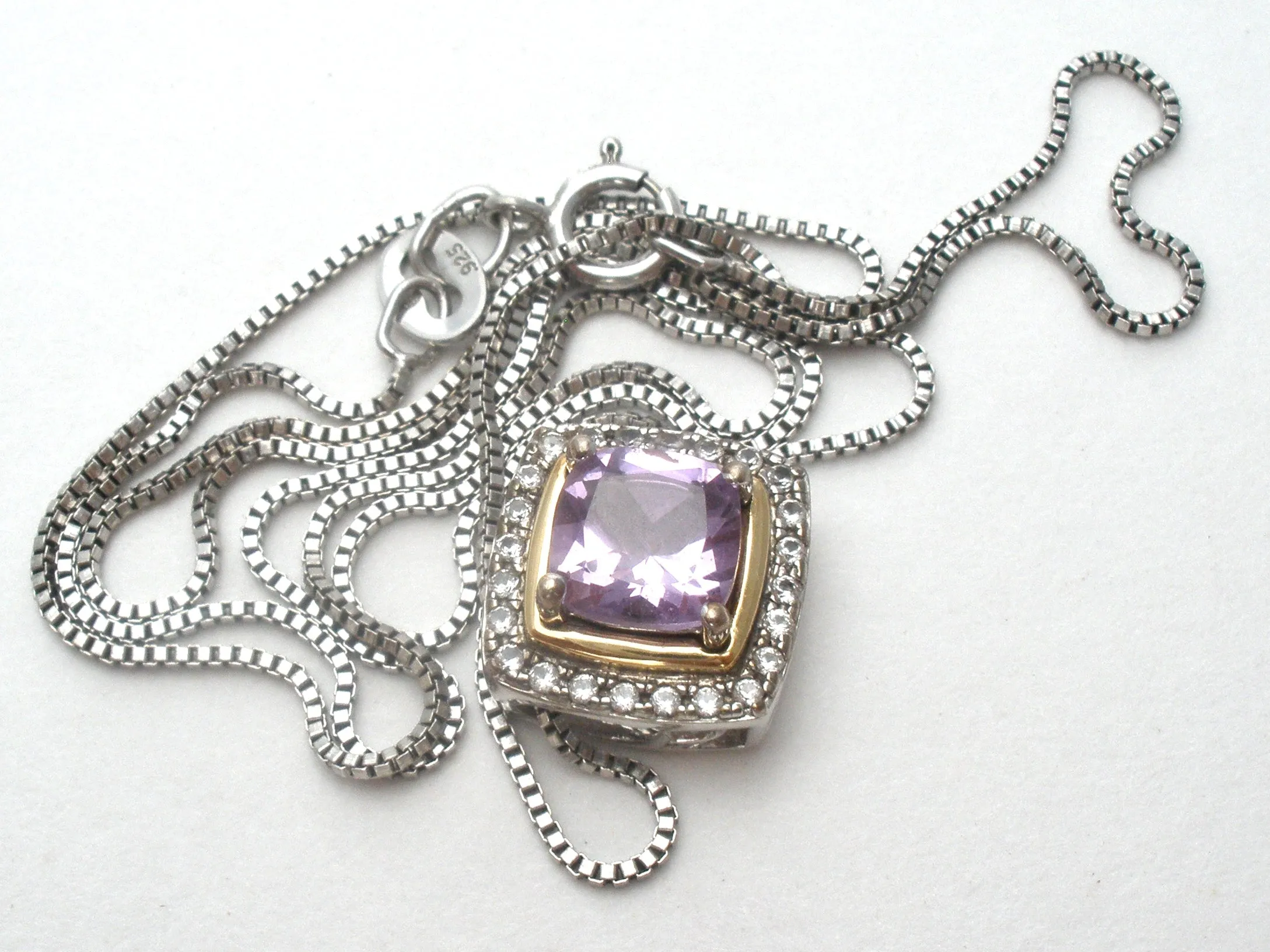 Sterling Silver 10K Gold Amethyst Necklace