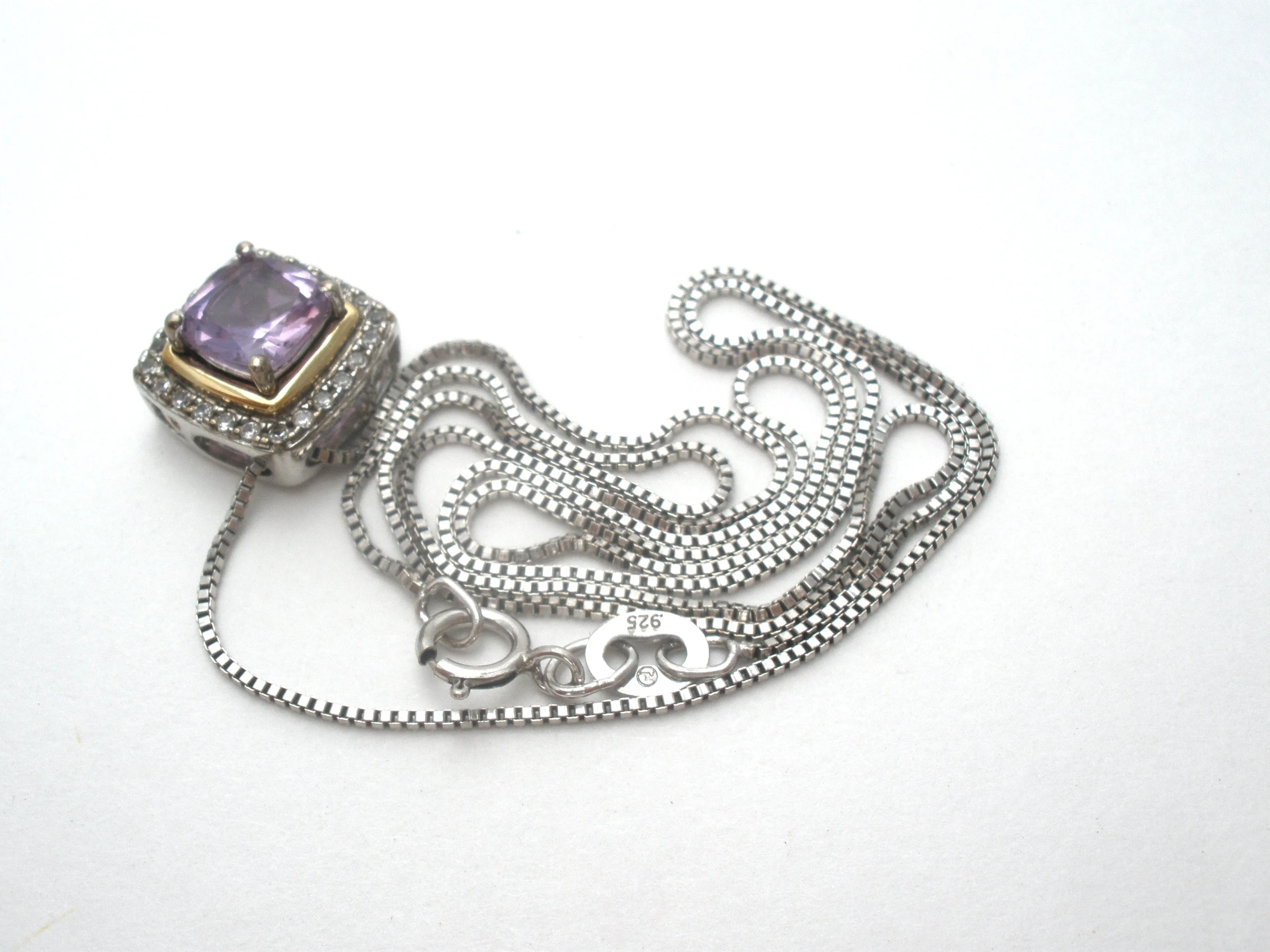 Sterling Silver 10K Gold Amethyst Necklace