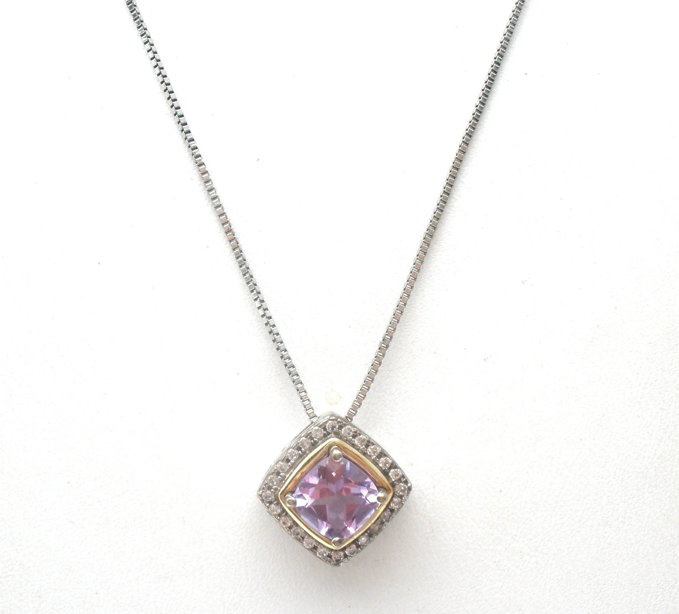 Sterling Silver 10K Gold Amethyst Necklace