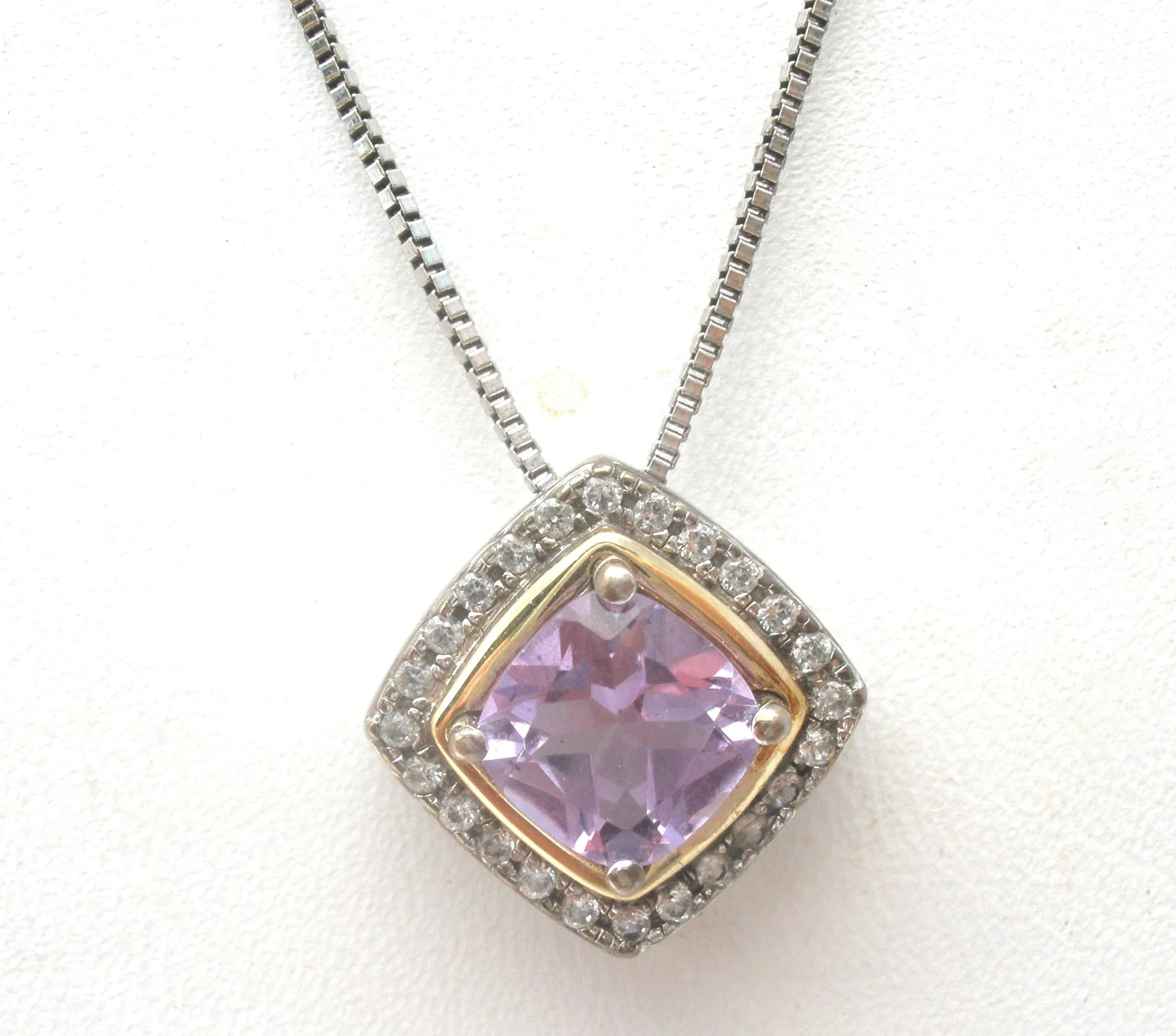 Sterling Silver 10K Gold Amethyst Necklace