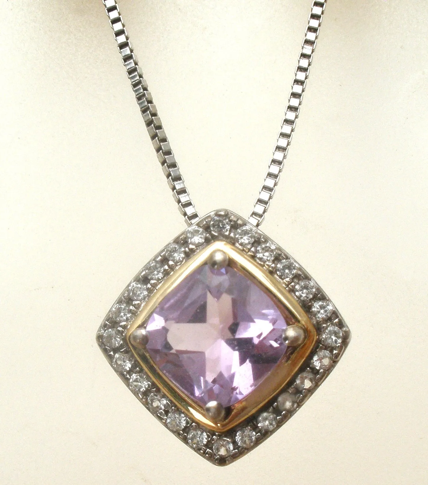 Sterling Silver 10K Gold Amethyst Necklace