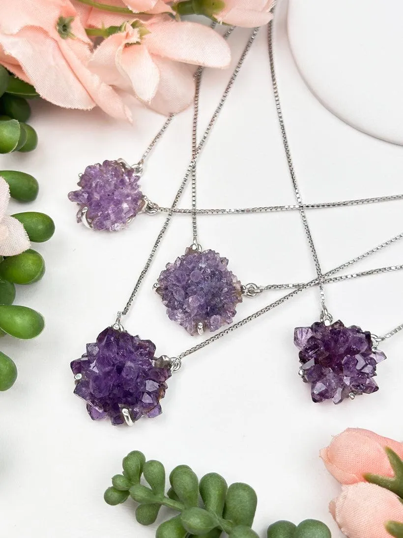 Sterling Silver Amethyst Cluster Necklace