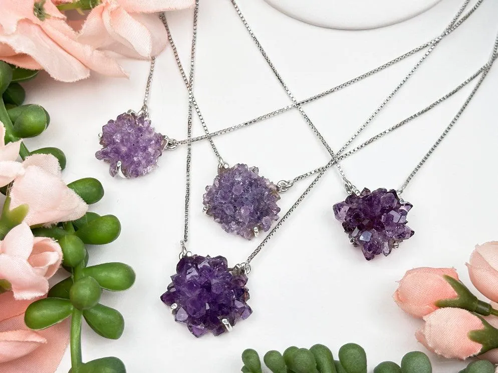 Sterling Silver Amethyst Cluster Necklace